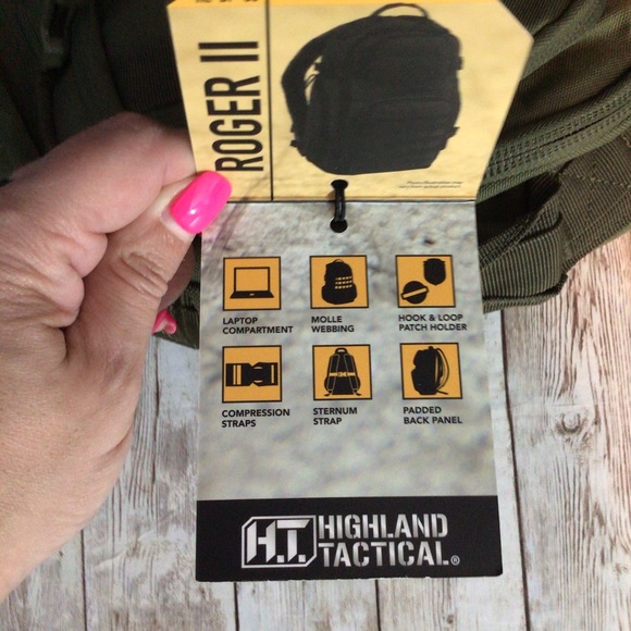 Highland Tactical Roger 2 Dark Green Backpack - Picture 6 of 9